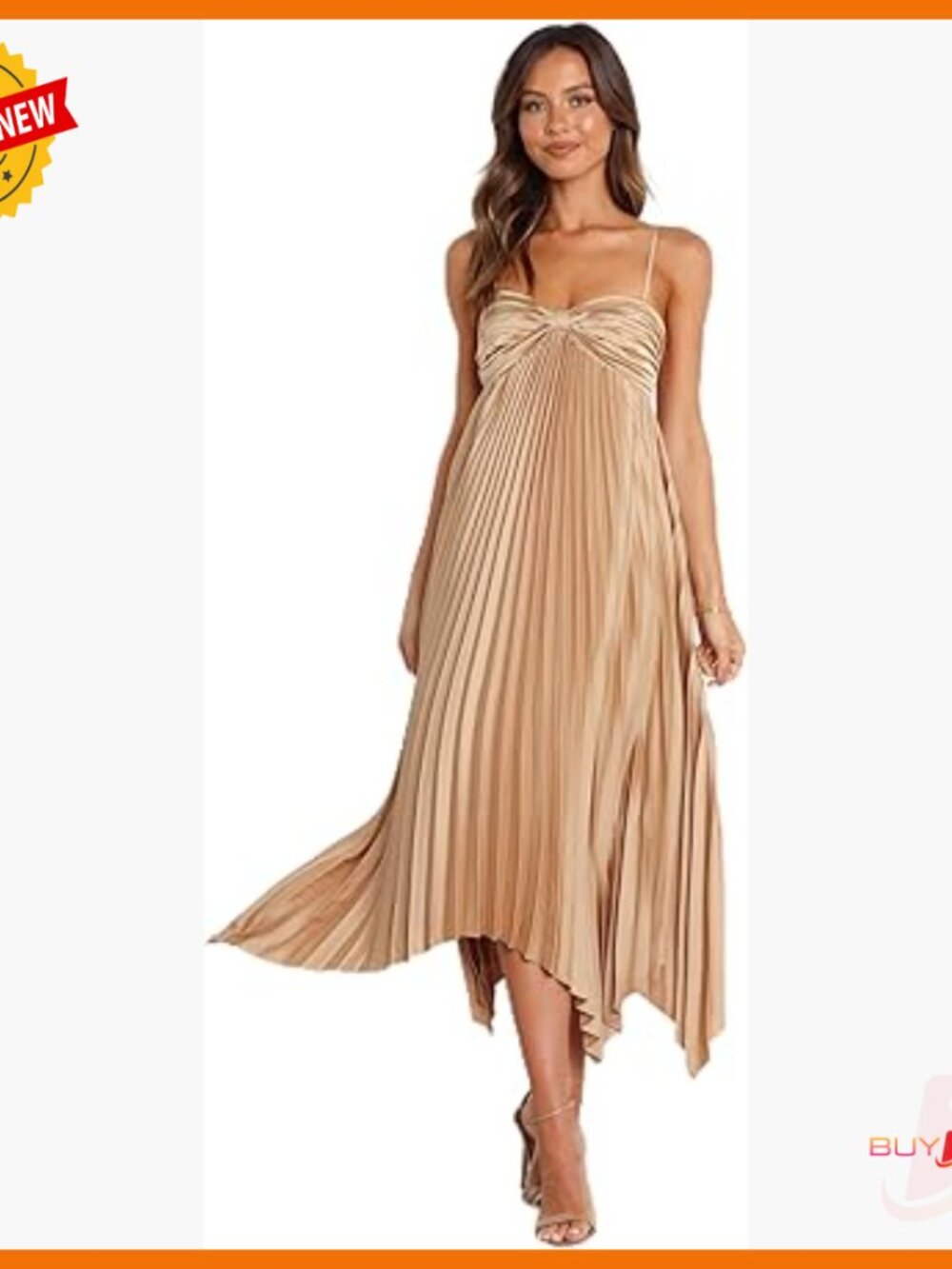 Midi Dress With Sweetheart Neckline Adjustable Straps Shirred Back